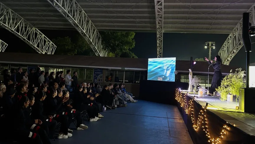A concert audience gathered for the music