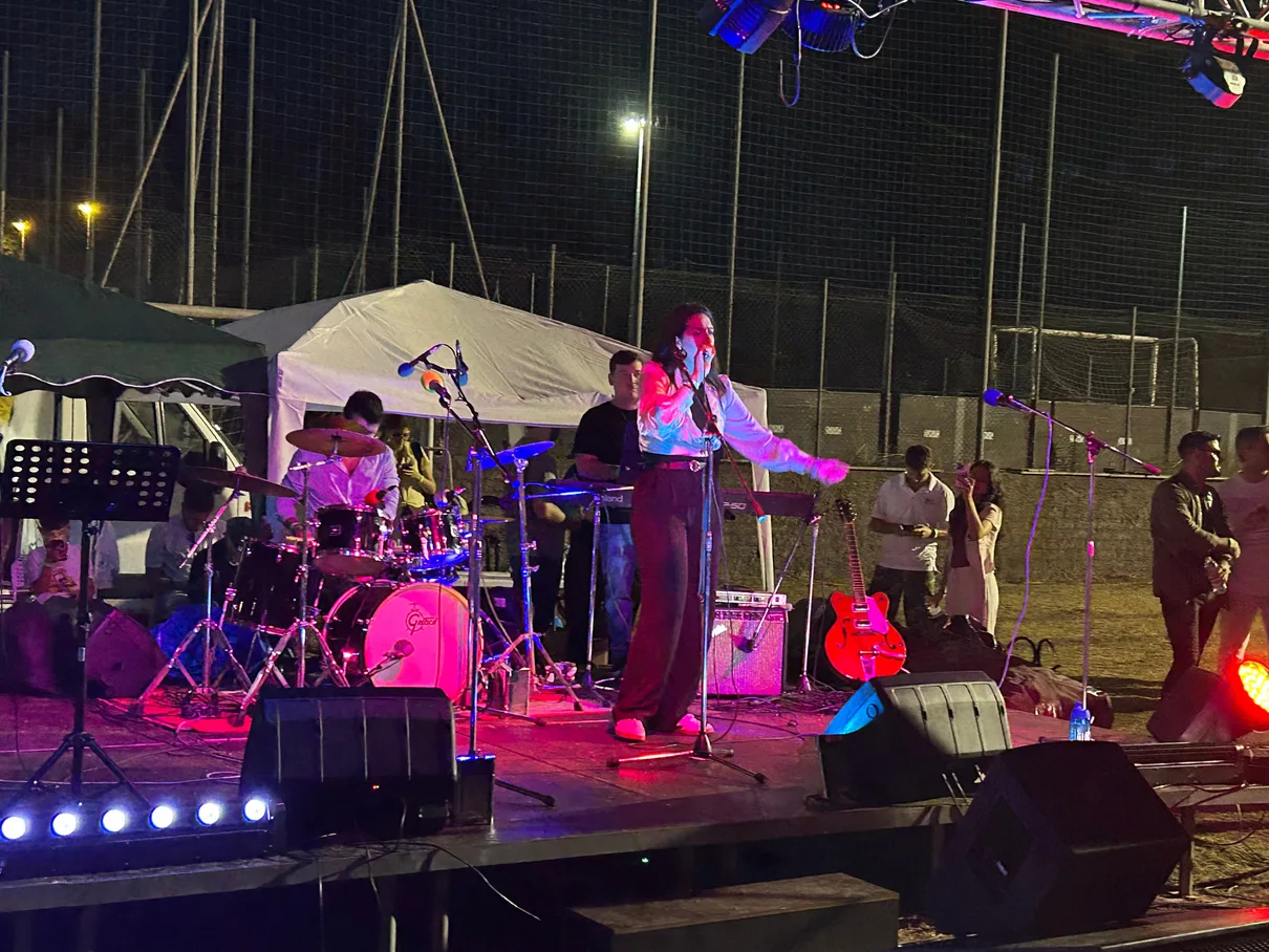 A live performance with the band