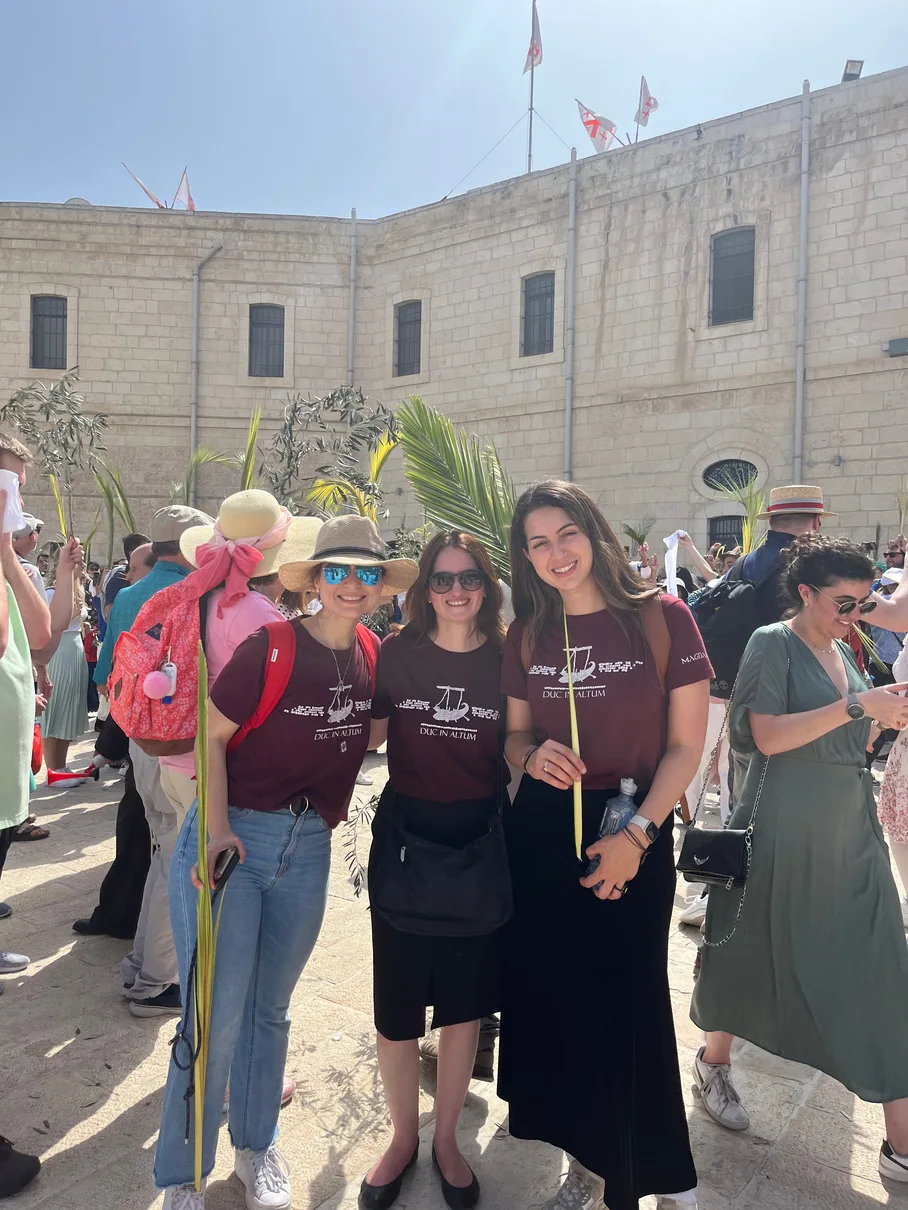 A moment along the Palm Sunday route