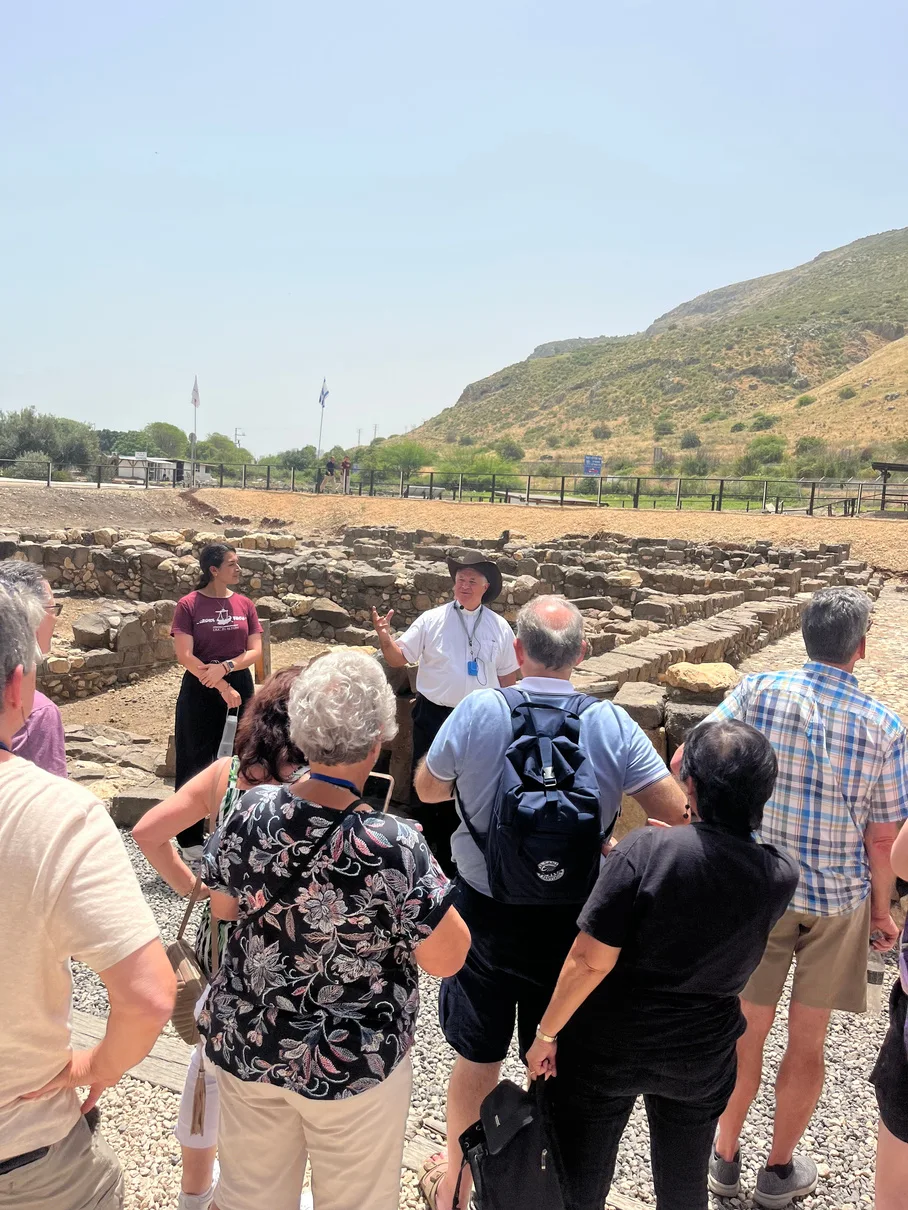 Pilgrims gathering in Magdala